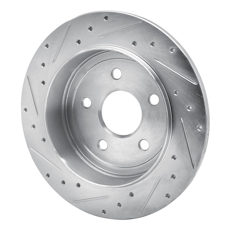 Jeep Commander Brake Rotor (1) - Rear Right - R1 Concepts - Drilled & Slotted - Silver - `05-`10